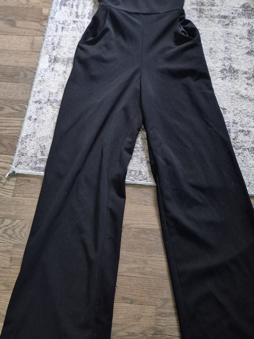 High-Waist Wide-Leg Black Jumpsuit Pants
